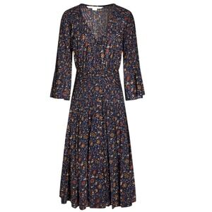 Veronica Beard Pleated Floral Midi Dress‎ Size 4 Cotton Poplin